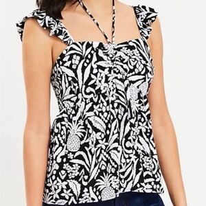 Loft Black and White Floral Women's Top